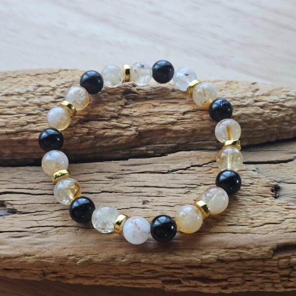 Goldiges Citrinquarz und Turmalin Armband – Bild 2