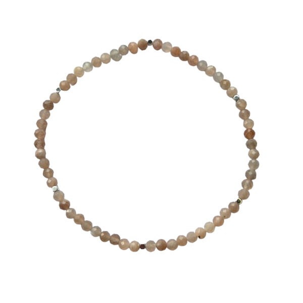 Fusskette Sonnenstein facettiert 4mm mit Silberwürfel