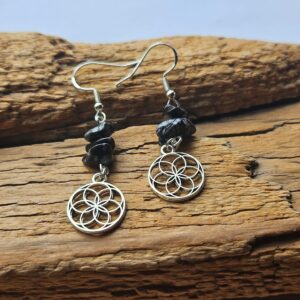 Ohrringe Schneeflocken Obsidian Splitter Handgemacht Schweiz
