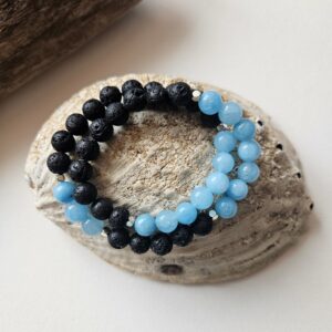 Aquamarin Vulkanstein Lavastein Armband Doppelarmband kaufen Schweiz Online handgemacht