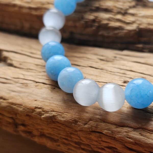 Aquamarin & Selenit Armband – Bild 3