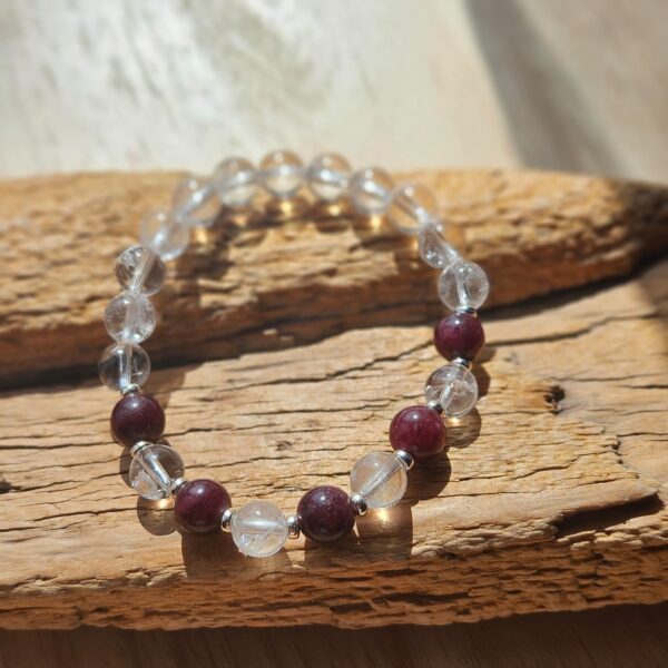 Armband Handgemacht Jade und Bergkristall mit Silberringen