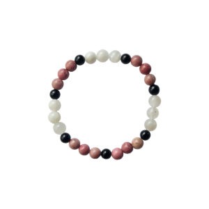 Rhodonit, Mondstein & Schwarzer Turmalin Armband