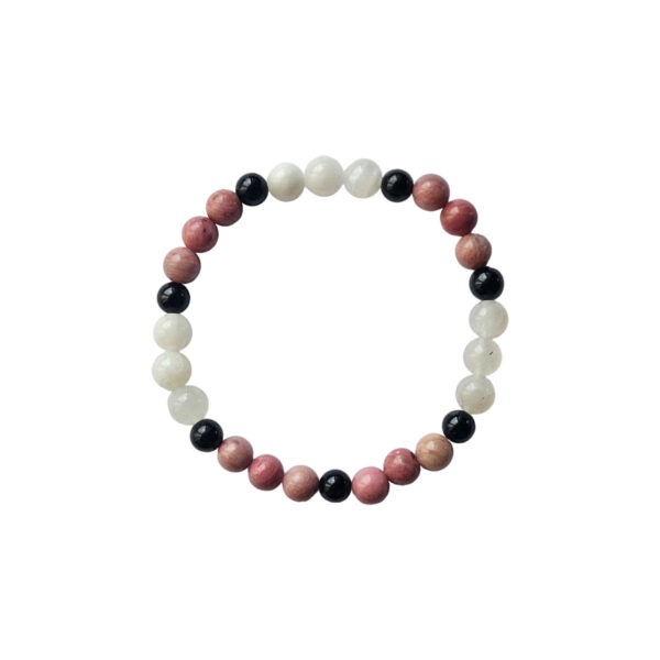 Rhodonit, Mondstein & Schwarzer Turmalin Armband