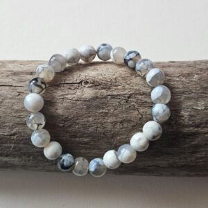 „Grau-Weisse Eleganz“ Feuerachat-Armband