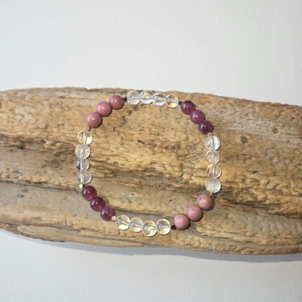 Bergkristall Rhodonit Lepidolith Armband kaufen Schweiz handgemacht