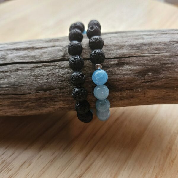 Handgefertigtes Doppel-Armband „Vulkan-Aquamarin“ – Bild 3