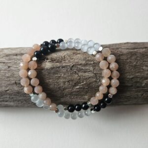 Handgefertigtes Doppel-Armband „Selenit-Sonnenglanz“