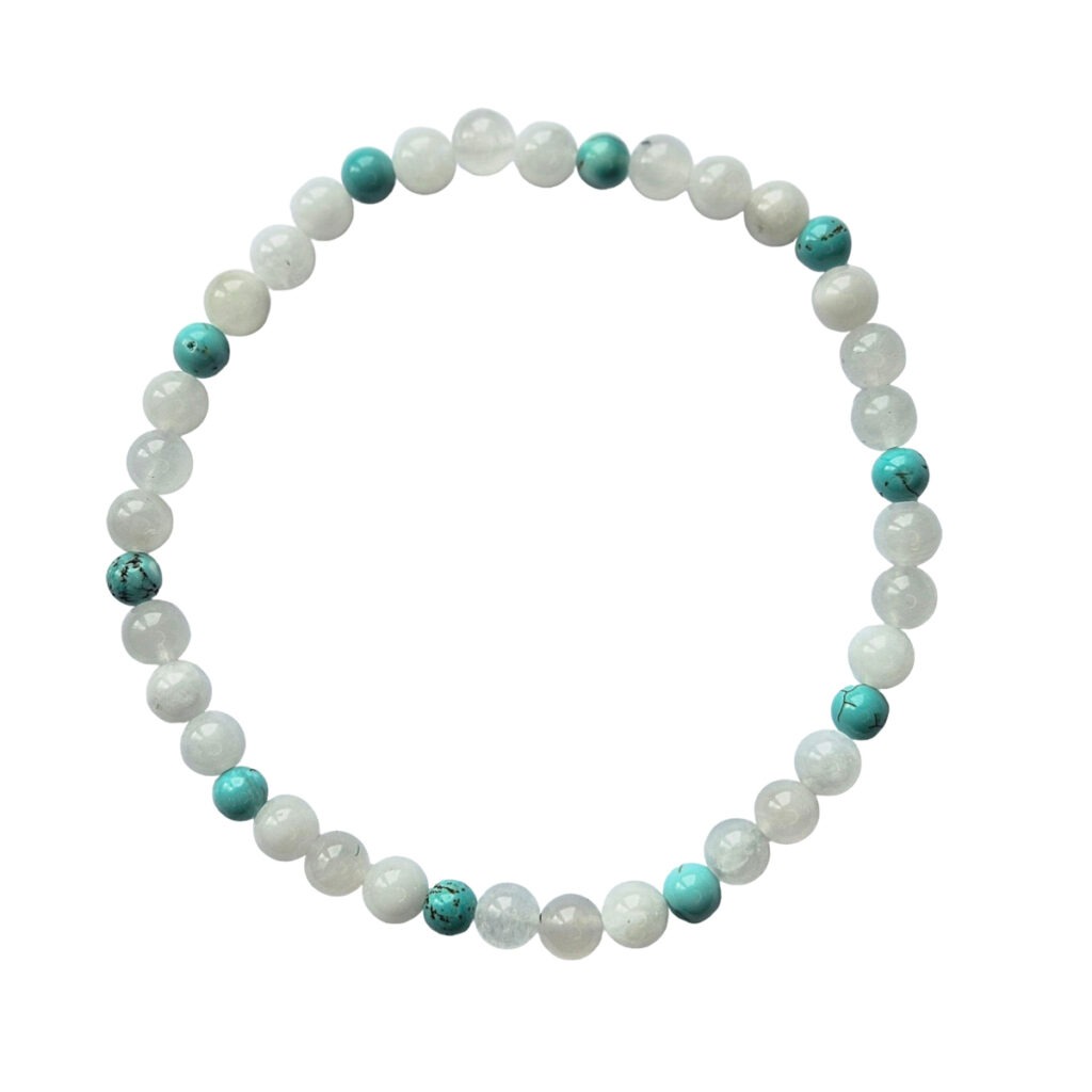Fusskette Mondstein und Türkis 6mm