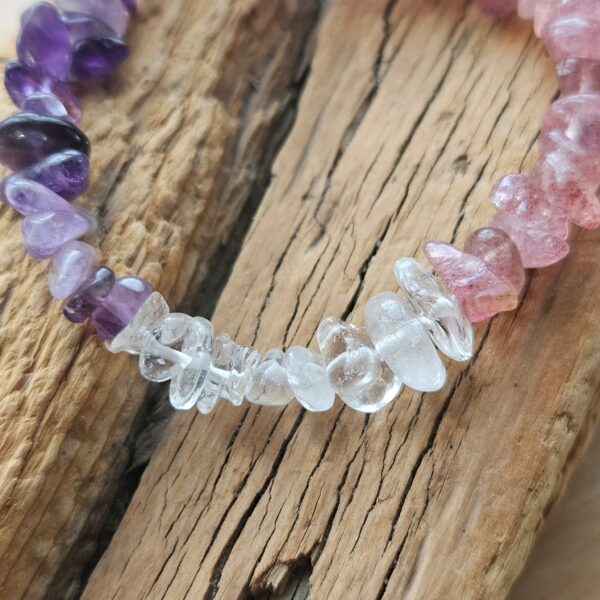KIDS Armband Amethyst Rosenqaurz und Erdbeerquarz – Bild 3
