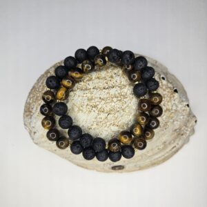 Lava Vulkanstein Tigerauge Doppelarmband Halskette goldig kaufen Schweiz Online Shop Love Spirit