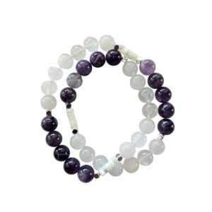 2-in-1 Amethyst & Mondstein Doppelarmband und Halskette