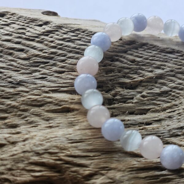 Aquamarin, Rosenquarz & Selenit Armband – Bild 3