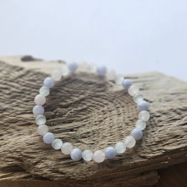 Aquamarin, Rosenquarz & Selenit Armband