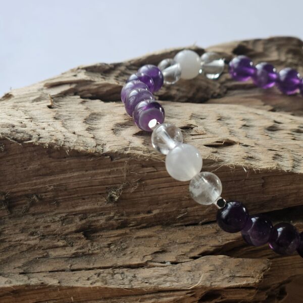 Amethyst, Bergkristall & Mondstein Armband – Bild 3