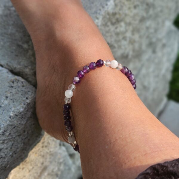 Amethyst, Bergkristall & Mondstein Fusskette – Bild 4
