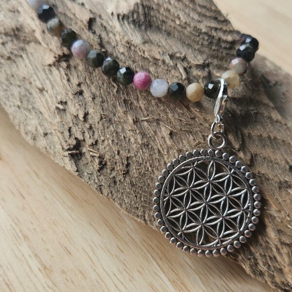Turmalin Fusskette mit Blume des Lebens Charm – Bild 3