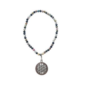 Turmalin Fusskette mit Blume des Lebens Charm