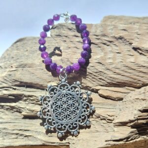 Ohrringe Amethyst mit Blume des Lebens