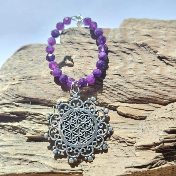 Ohrringe Amethyst mit Blume des Lebens – Bild 2