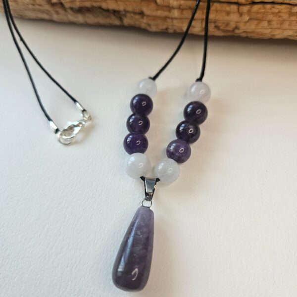 Amethyst Rosenquarz Halskette Tropfen Anhänger kaufen Schweiz Handgemacht