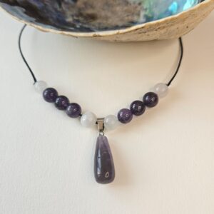 Amethyst Rosenquarz Halskette Tropfen Anhänger kaufen Schweiz Handgemacht